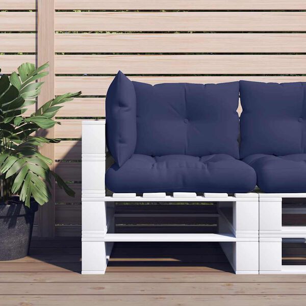 vidaXL Blazine za kavč iz palet 3 kosi mornarsko modro blago