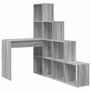 vidaXL Kotni&scaron;ka miza s polico Siva Sonoma 101,5 x 149,5 x 149,5 cm