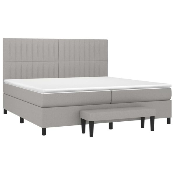 vidaXL Box spring postelja z vzmetnico svetlo siva 200x200 cm blago