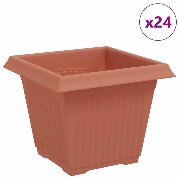 vidaXL Kvadratna cvetlična posoda 24 pcs Kamnito rdeča 20 x 20 x 16 cm