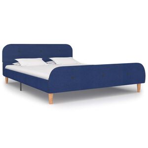 vidaXL Posteljni okvir modro blago 140x200 cm