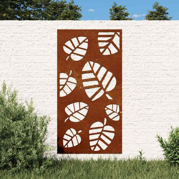 vidaXL Vrtna stenska dekoracija 105x55 cm corten jeklo drevo