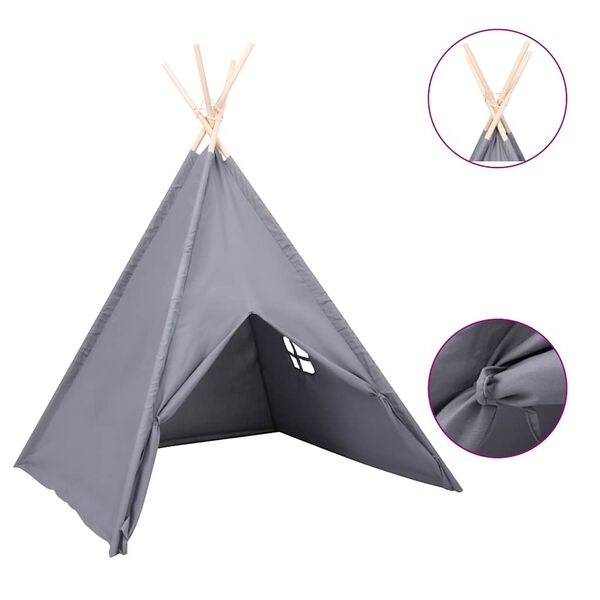 vidaXL Otroški tipi šotor z vrečo peach skin siv 120x120x150 cm