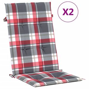 vidaXL Blazine za vrtne stole 2 kosa rdeče karo 120x50x3 cm blago