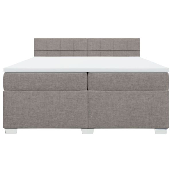vidaXL Box spring postelja z vzmetnico taupe 200x200 cm blago