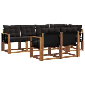 vidaXL Zunanja garnitura za sedenje z blazino 7 pcs Naravna in črna