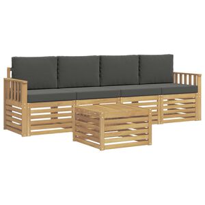 vidaXL Zunanja garnitura za sedenje 5 pcs Bela in antracit Poliester