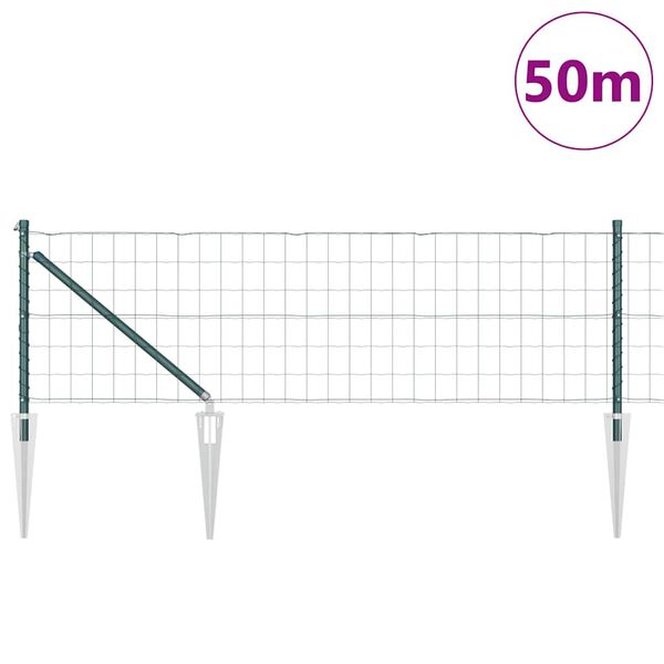 vidaXL Ograja s stebrom Zelena 0,4 x 50 m Jeklo in PVC
