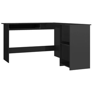 vidaXL Kotna miza L-oblike visok sijaj črna 120x140x75cm iverna plo&scaron;ča
