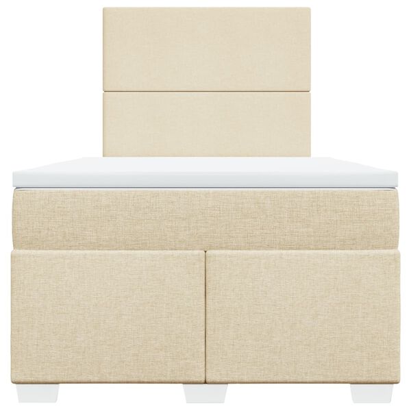 vidaXL Box spring postelja z vzmetnico krem 120x190 cm blago