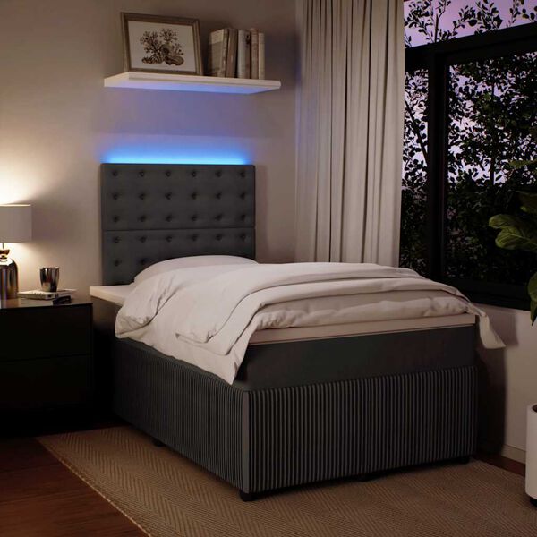 vidaXL Box spring postelja z vzmetnico temno siva 120x200 cm žamet