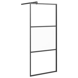 vidaXL Pregrada za tu&scaron; 80x195 cm delno motno ESG steklo črna