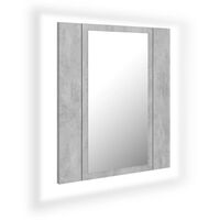 vidaXL LED kopalniška omarica z ogledalom betonsko siva 40x12x45 akril