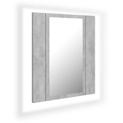 vidaXL LED kopalniška omarica z ogledalom betonsko siva 40x12x45 akril