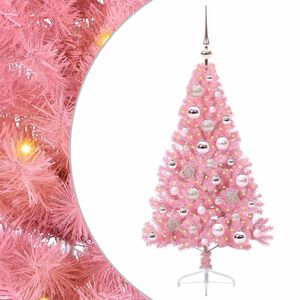 vidaXL Umjetna preddekorirana božićna jelka Roza 120 cm PVC