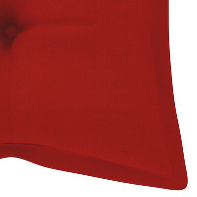 vidaXL Vrtna gugalnica z rdečo blazino 120 cm trdna tikovina