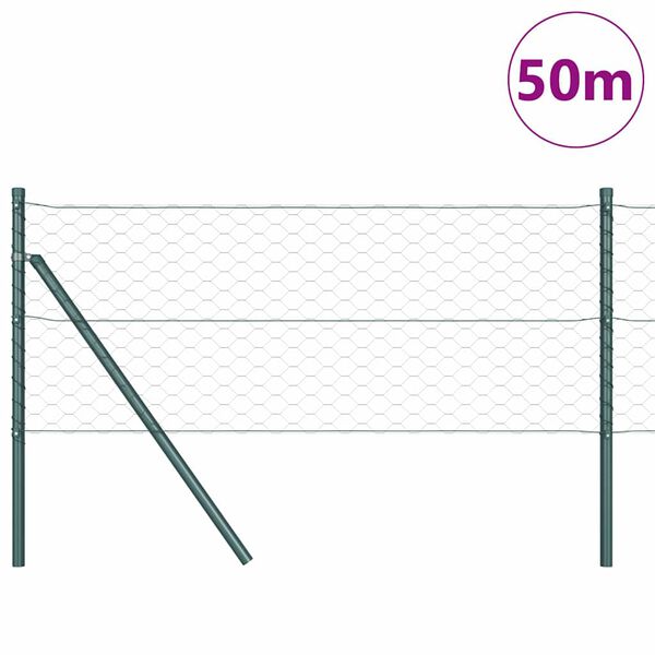 vidaXL Steber ograje. Siva 50 x 0,6 m (50 mm mreža) Jeklo in PVC