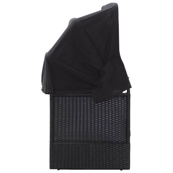 vidaXL Zunanji kavč z leži&scaron;čem iz poli ratana črn