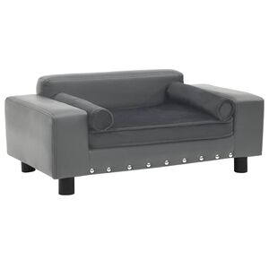 vidaXL Pasji kavč siv 81x43x31 cm iz pli&scaron;a in umetnega usnja