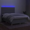 vidaXL Box spring postelja z vzmetnico LED sv. siva 140x200 cm blago
