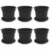 vidaXL Lončki za rastline 6 pcs Črna &Oslash; 15 x 12 cm Plastika
