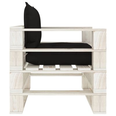 vidaXL Vrtni kavč iz palet s črnimi blazinami lesen