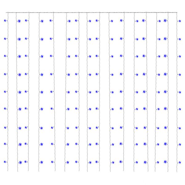 vidaXL LED svetlobna zavesa 3x3 m 300 LED lučk modra 8 funkcij