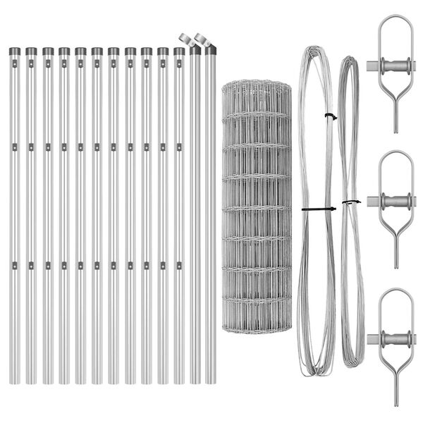 vidaXL Ograja s stebrom srebrna 0,6 x 25 m Jeklo in PVC