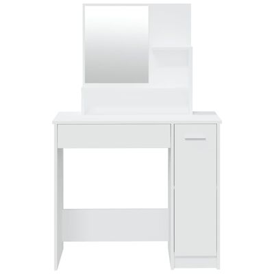 vidaXL Toaletna mizica z ogledalom bela 86,5x35x136 cm