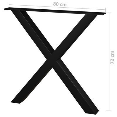 vidaXL Noge za jedilno mizo 2 kosa X okvir 80x72 cm