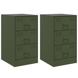 vidaXL Nočna omarica 2 kosa olivno zelena 34,5x39x62 cm jeklo