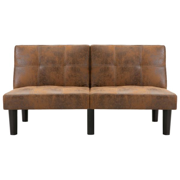 vidaXL Kavč dvosed rjavo umetno semiš usnje