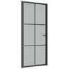 vidaXL Notranja vrata 76x201,5 cm črno mat steklo in aluminij