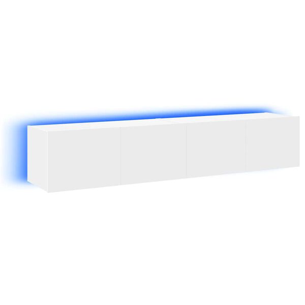 vidaXL Stenske TV omarice z LED lučkami 2 kosa bela 80x35x31 cm