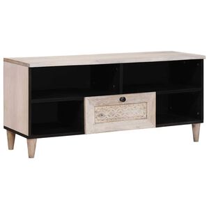 vidaXL TV omarica Beljen bel 100 x 33 x 46 cm Masiven les manga