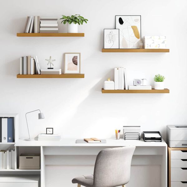 vidaXL Stenska polica 4 pcs Bež 80 x 23,5 x 4 cm Konstruiran les