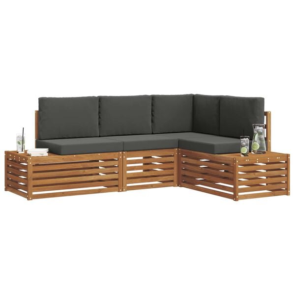 vidaXL Zunanja garnitura za sedenje 4 Kos Naravna in antracitna