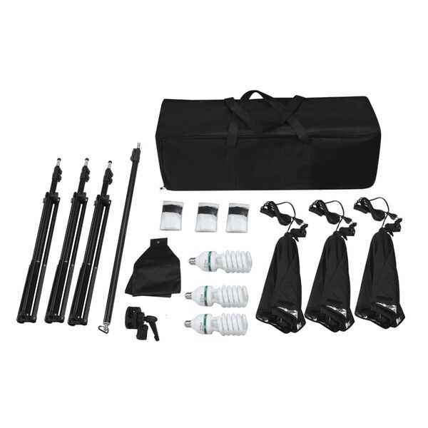 vidaXL Foto studijski komplet s softbox svetilkami in ozadjem