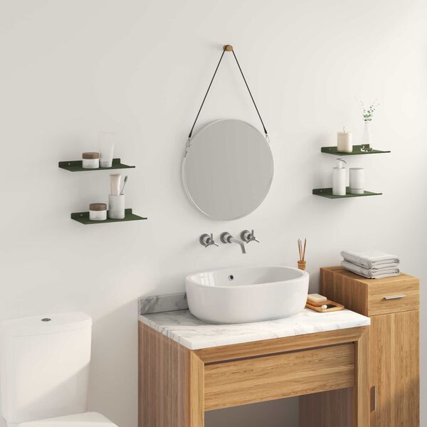 vidaXL Ležeča polica 4 pcs Oljčno zelena 30 x 18 x 2,5 cm Jeklo