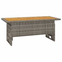 vidaXL Vrtna miza siva 100x50x43/63 cm trden akacijev les poli ratan