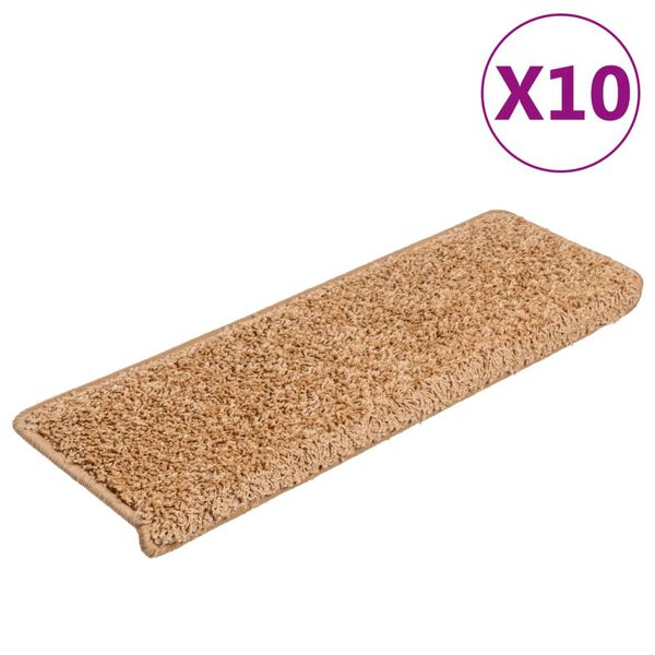 vidaXL Stopniščne preproge 10 kosov 65x21x4 cm bež pravokotne