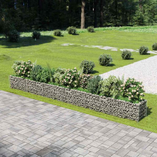 vidaXL Visoka greda gabion pocinkano jeklo 540x50x50 cm