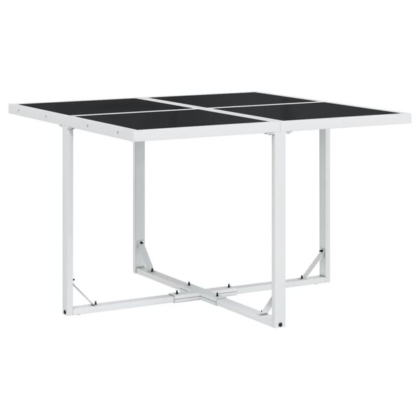 vidaXL Vrtna jedilna garnitura 5-delna z blazinami bel tekstilen