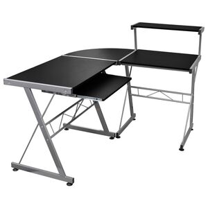 vidaXL Kotna računalni&scaron;ka miza črna 132x112x99 cm inženirski les