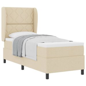 vidaXL Postelja z vzmetnico z blazino krema 80 x 200 cm blago