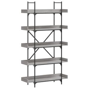 vidaXL Knjižna omara 5-nadstropna siva sonoma 100x33x180,5 cm inž. les