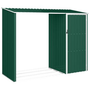 vidaXL Vrtna lopa za drva zelena 245x98x159 cm pocinkano jeklo