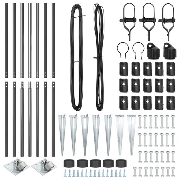 vidaXL Ograjni stebri 7 pcs Siva Ø32mm 170 cm Pocinkano jeklo