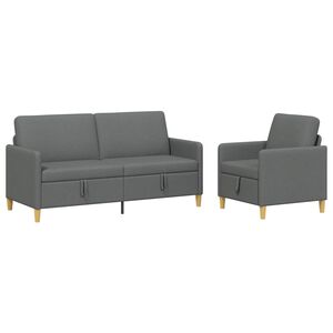 vidaXL Sofa set z shrambo 2 kos Temno siva Poliester