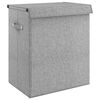 vidaXL Zložljiva ko&scaron;ara za perilo siva 51x34,5x59 cm lanena tkanina